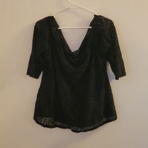 Decree black lace off shoulder shirt